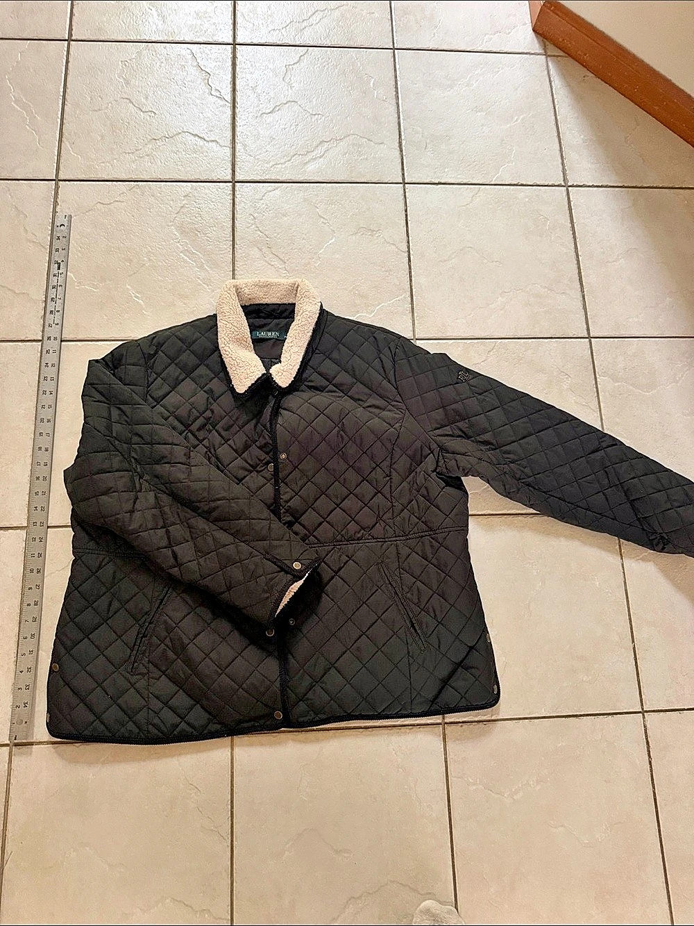 Lauren Ralph Lauren Faux-Sherpa-Collar Quilted Jacket Black & Cream 2X
